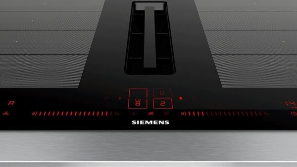 Siemens EX875LX67E Plaque à induction cm. 80 avec hotte intégrée de 622 m3/h – vitrocéramique noire