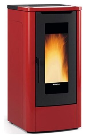 Extraflame Nordica TEOREMA – BORDEAUX Poêle à granulés ventilé 10,0 kw – 287 m³ chauffé – bordeaux – revêtement en acier en majolique
