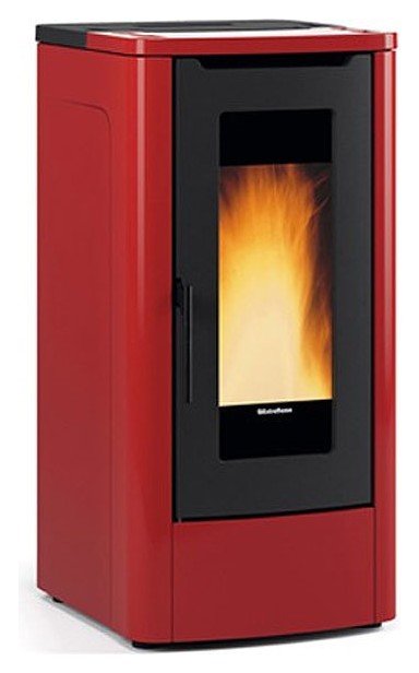 Extraflame Nordica TEOREMA – BORDEAUX Poêle à granulés ventilé 10,0 kw – 287 m³ chauffé – bordeaux – revêtement en acier en majolique