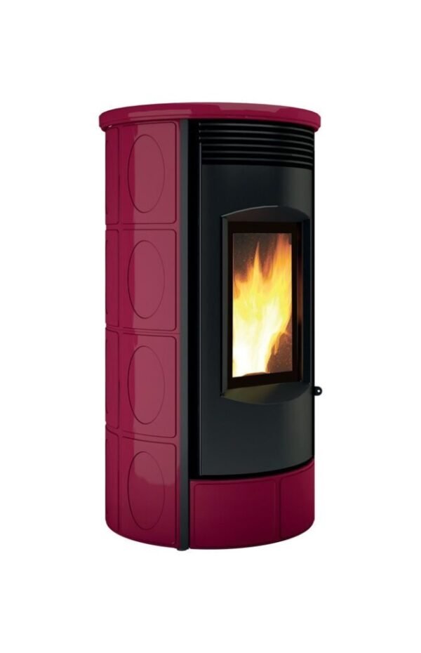 Caminetti Montegrappa LH11V Evoca Xw Poêle à bois à air chaud ventilé 11 kw – revêtement majolique bordeaux brillant