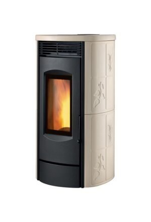 Caminetti Montegrappa LH11V Alpina Xw Poêle à bois à air chaud ventilé 11 kw – revêtement en majolique crème