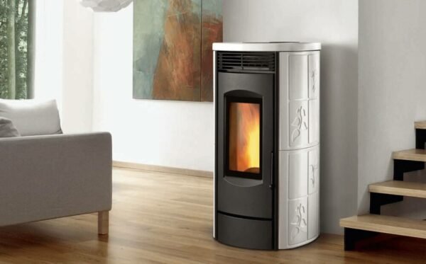 Caminetti Montegrappa LH11V Alpina Xw Poêle à bois à air chaud ventilé 11 kw – revêtement majolique blanc brillant